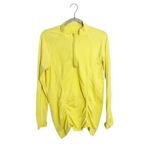 Athleta Tracker Long Sleeve Running Shirt Bright Yellow Size XL